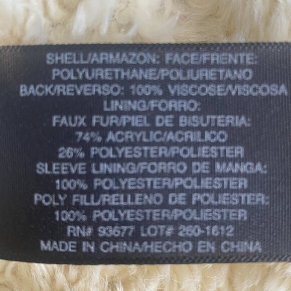 a.n.a Faux Leather Aviator Jacket Faux Fur Lining & Collar Sz XL Brown #178K - Picture 10 of 11